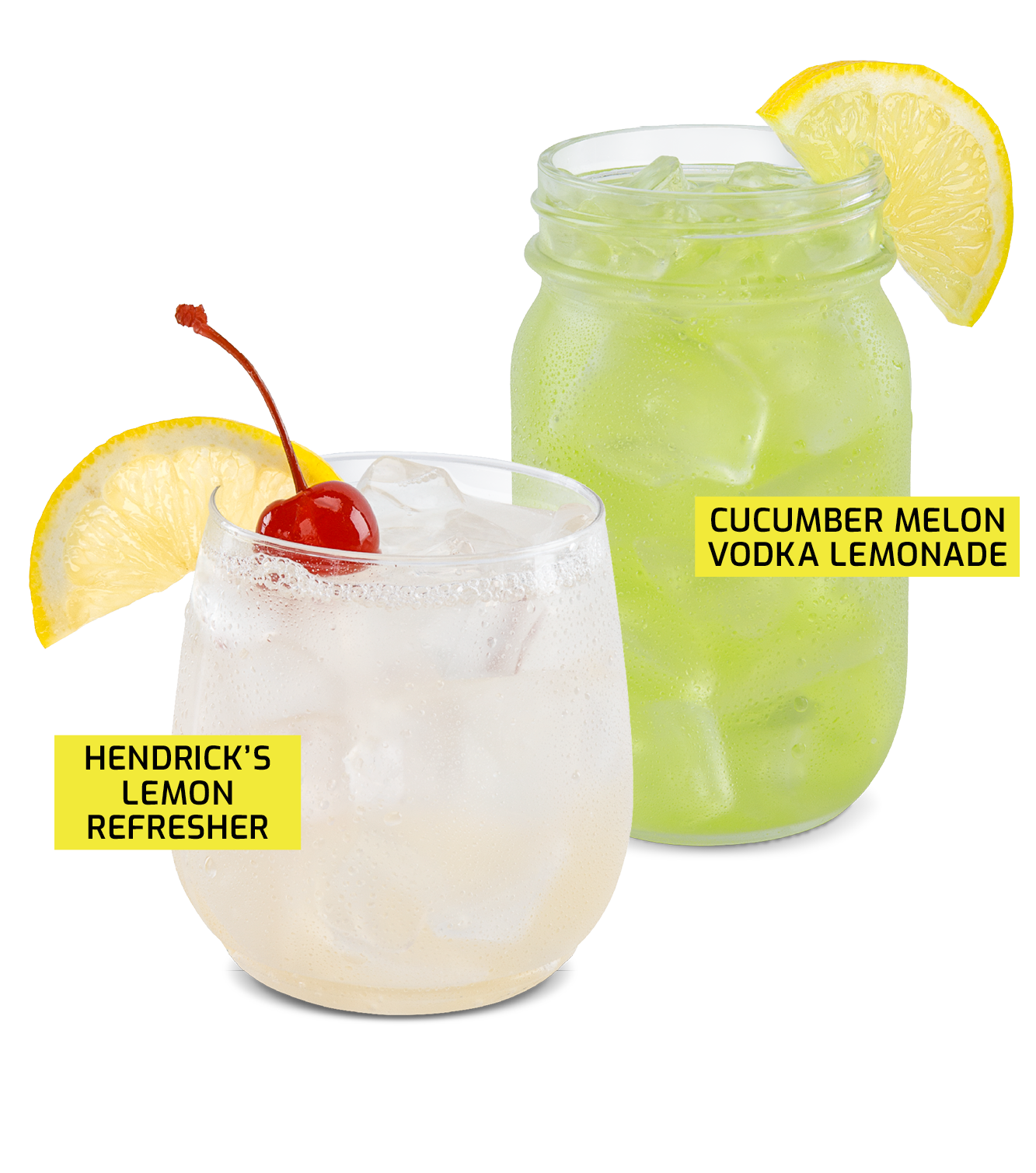 picture of hendrick's lemon refresher and cucumber melon vodka lemonade